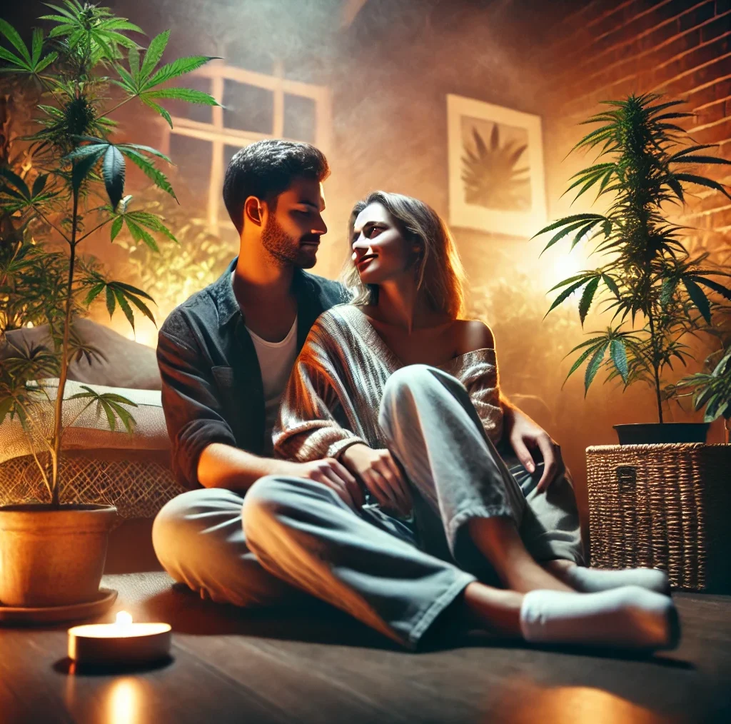 AMORE l IMMAGINE DECRIVE UNA COPPIA IN SINTONIA CHE HA UTILIZZATO LA CANABIS